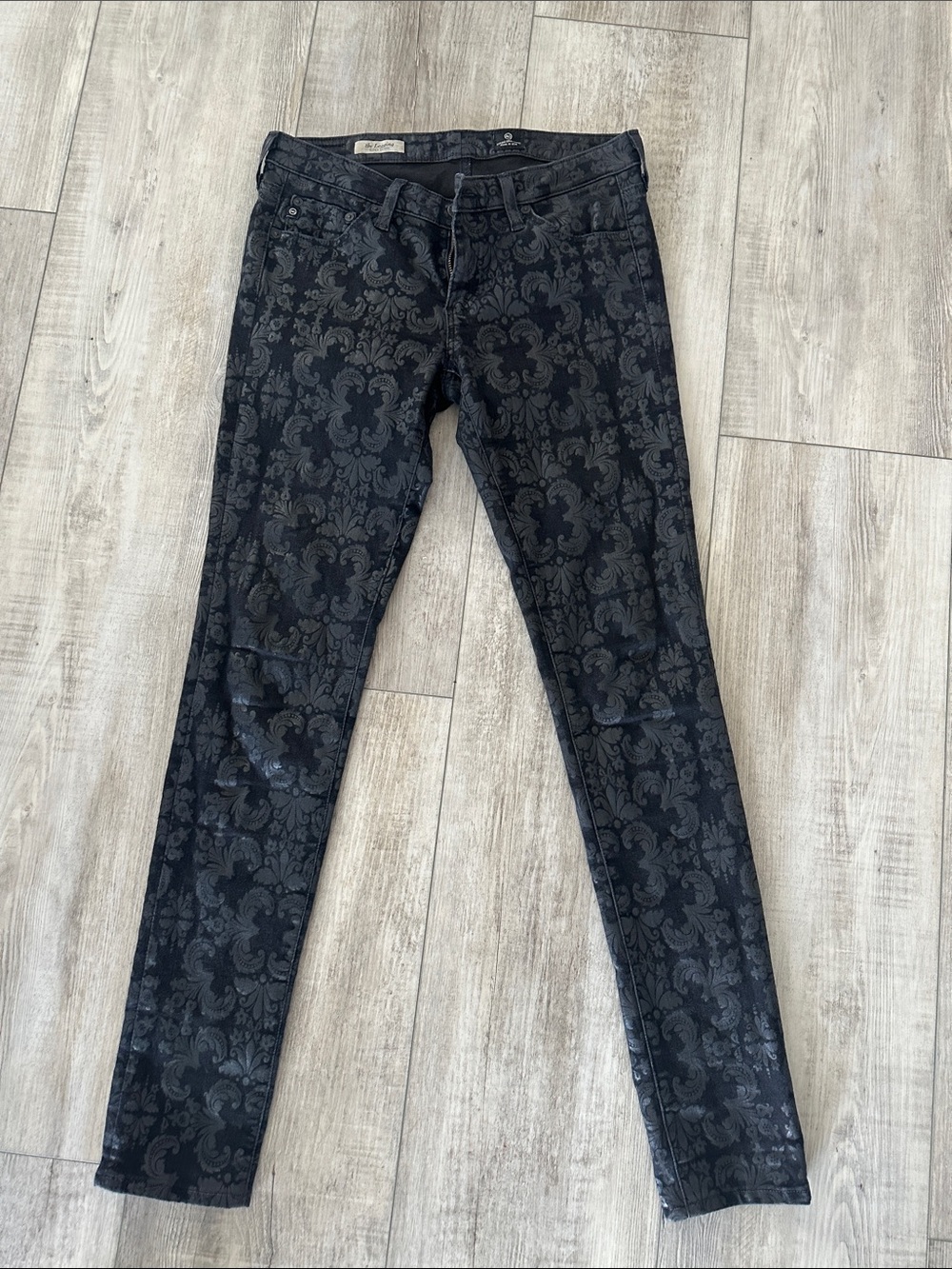 Ag Adriano Goldschmied Black Damask Skinny Jeans